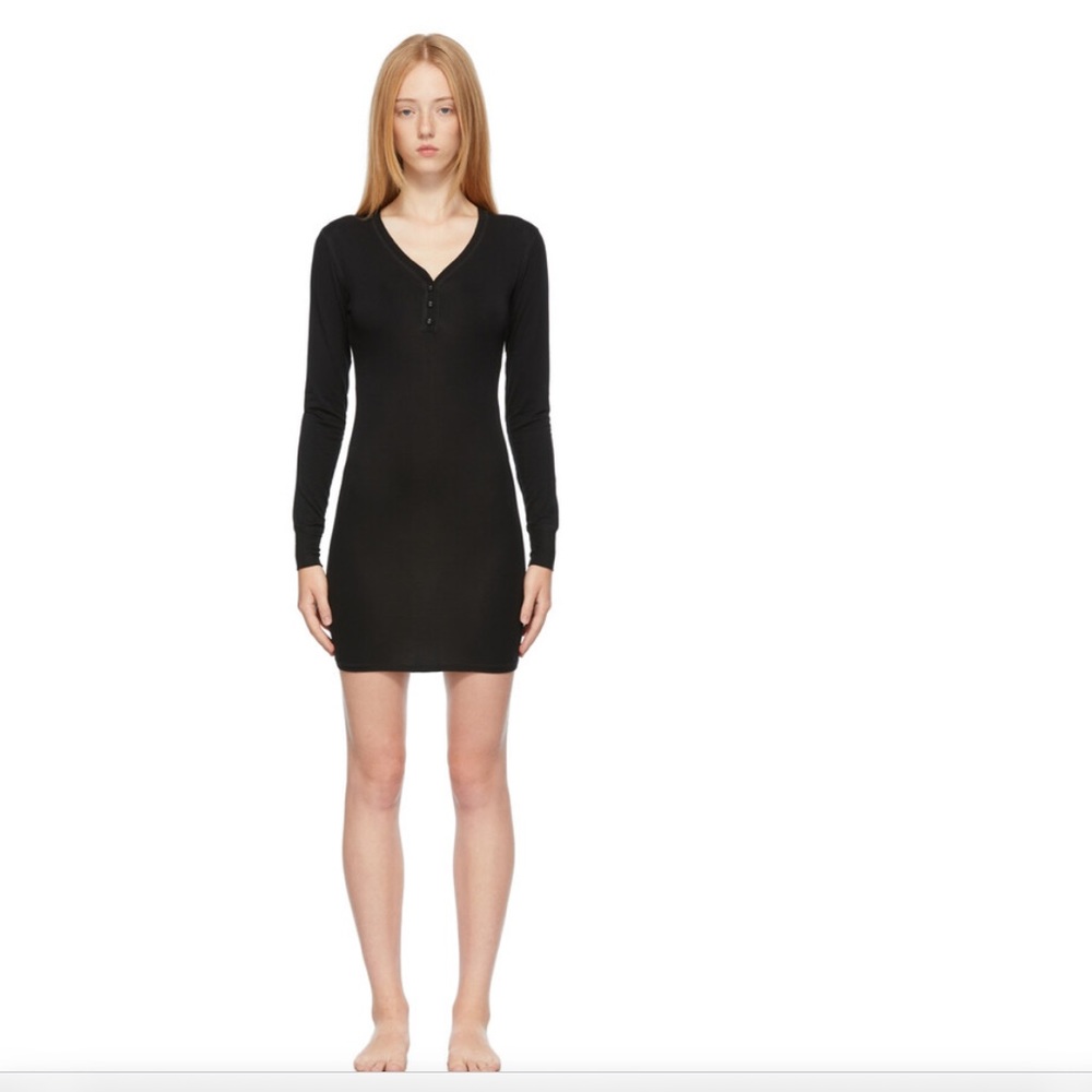 SKIMS size M Black Sleep Henley Dress